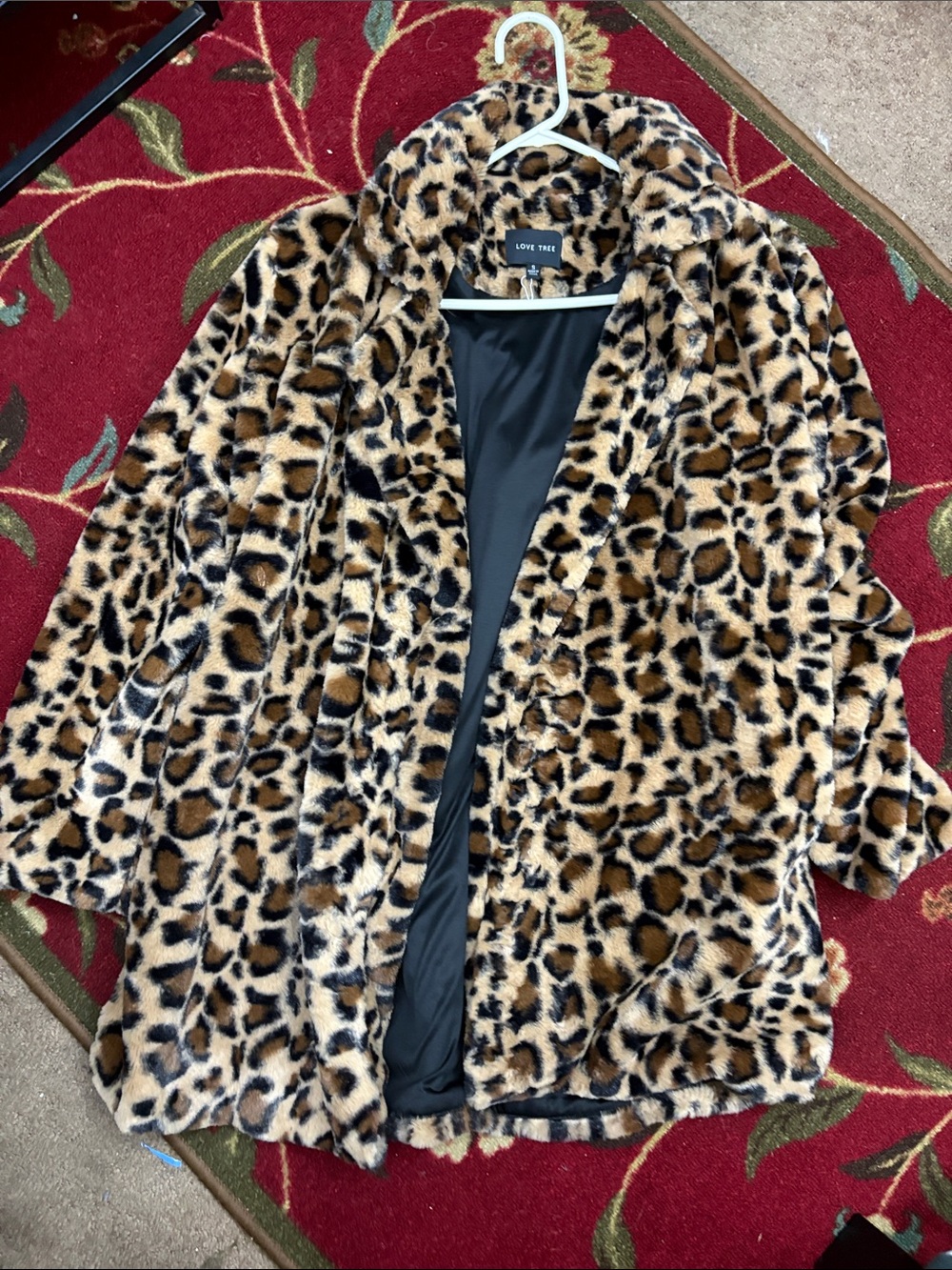 Love Tree Leopard Faux Fur Jacket in Brown and Black